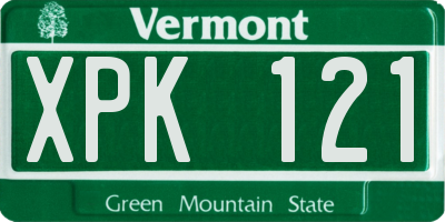 VT license plate XPK121