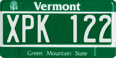 VT license plate XPK122