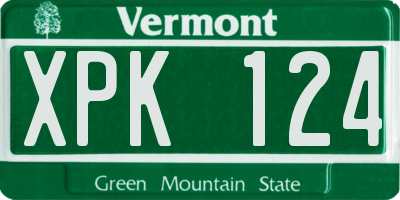 VT license plate XPK124