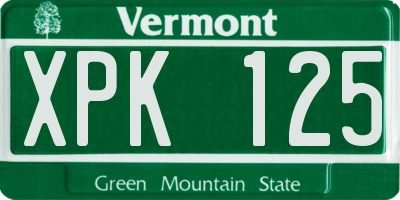 VT license plate XPK125