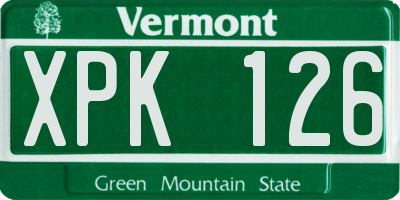 VT license plate XPK126
