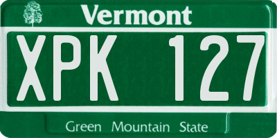 VT license plate XPK127
