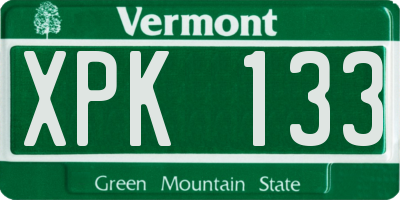 VT license plate XPK133
