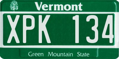 VT license plate XPK134