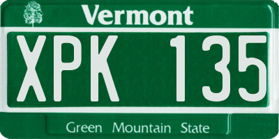 VT license plate XPK135