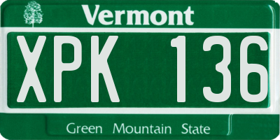 VT license plate XPK136