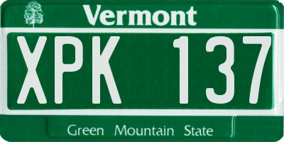 VT license plate XPK137