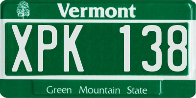 VT license plate XPK138