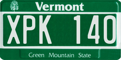 VT license plate XPK140