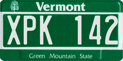 VT license plate XPK142