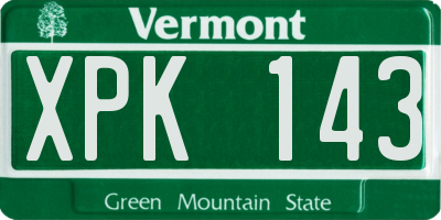 VT license plate XPK143