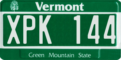 VT license plate XPK144