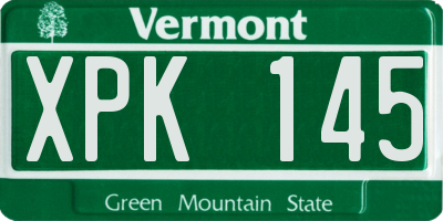 VT license plate XPK145