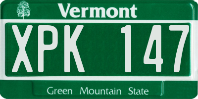 VT license plate XPK147