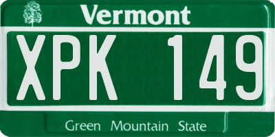 VT license plate XPK149
