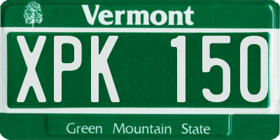 VT license plate XPK150