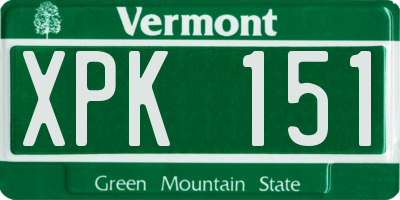 VT license plate XPK151