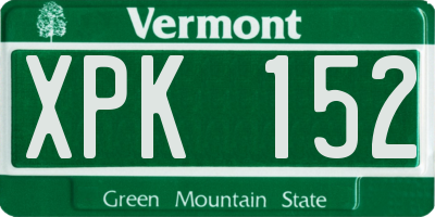 VT license plate XPK152