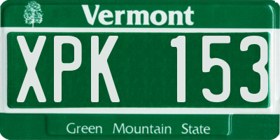 VT license plate XPK153