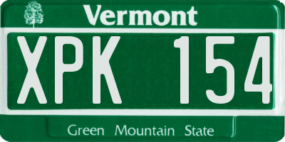 VT license plate XPK154