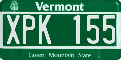 VT license plate XPK155