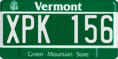VT license plate XPK156