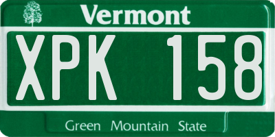 VT license plate XPK158