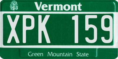 VT license plate XPK159