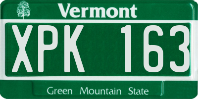 VT license plate XPK163
