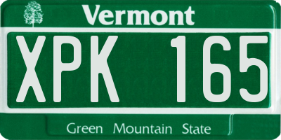VT license plate XPK165