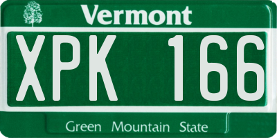 VT license plate XPK166