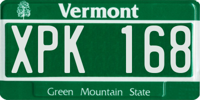 VT license plate XPK168