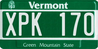 VT license plate XPK170