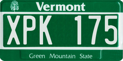 VT license plate XPK175