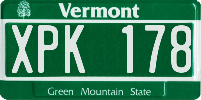 VT license plate XPK178