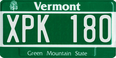 VT license plate XPK180