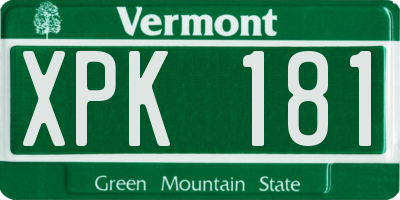 VT license plate XPK181