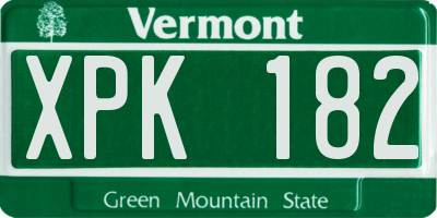 VT license plate XPK182