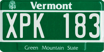 VT license plate XPK183