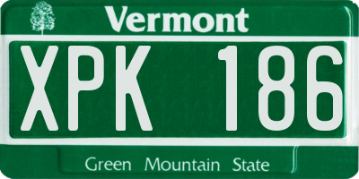 VT license plate XPK186