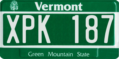 VT license plate XPK187