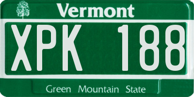 VT license plate XPK188