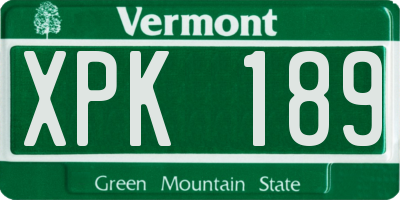 VT license plate XPK189