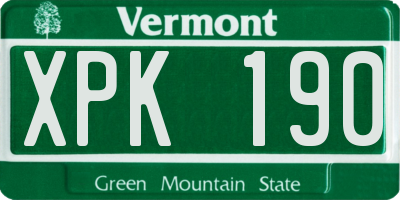 VT license plate XPK190