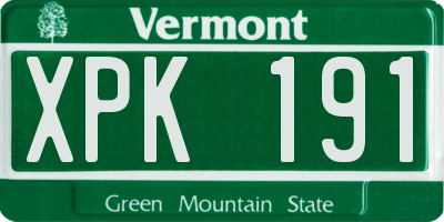 VT license plate XPK191