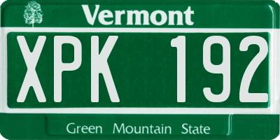 VT license plate XPK192
