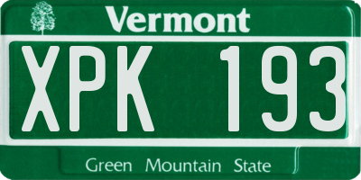 VT license plate XPK193