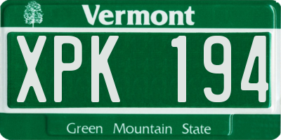 VT license plate XPK194