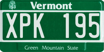 VT license plate XPK195