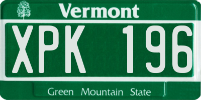 VT license plate XPK196